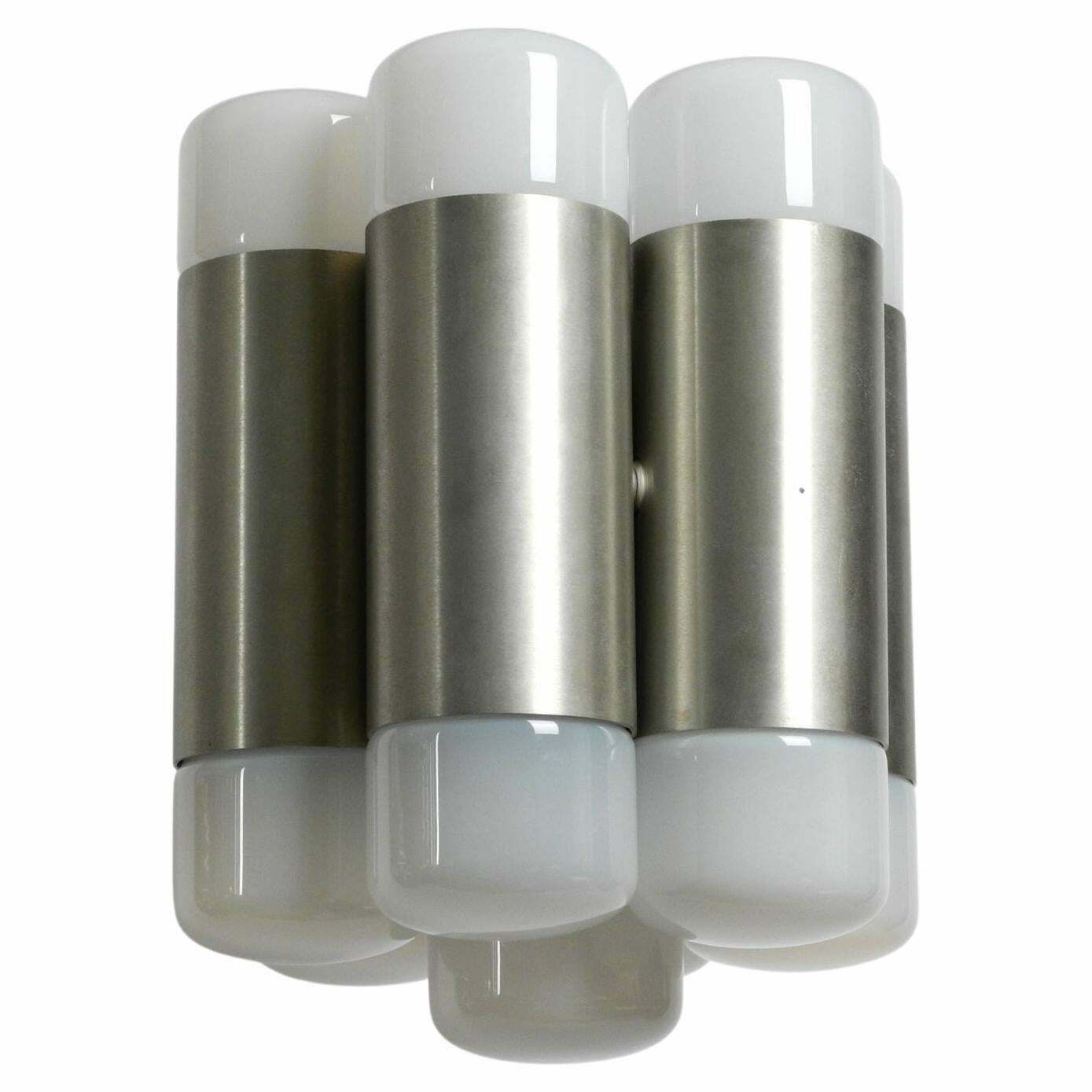 Large Italian 1960s Space Age Ceiling Lamp With 13 Glasses By Goffredo Reggiani