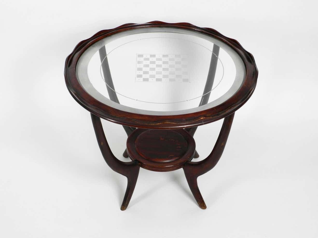 Original Midcentury Chess And Side Table Made Of Wood And Glass From Italy photo furniture
