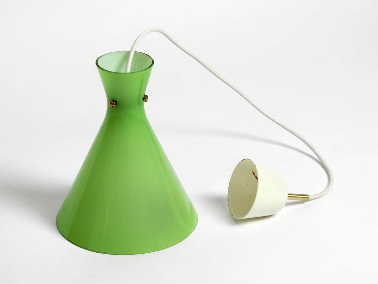 photo furniture Very Beautiful Midcentury Flashed Glass Diabolo Pendant Lamp In Green