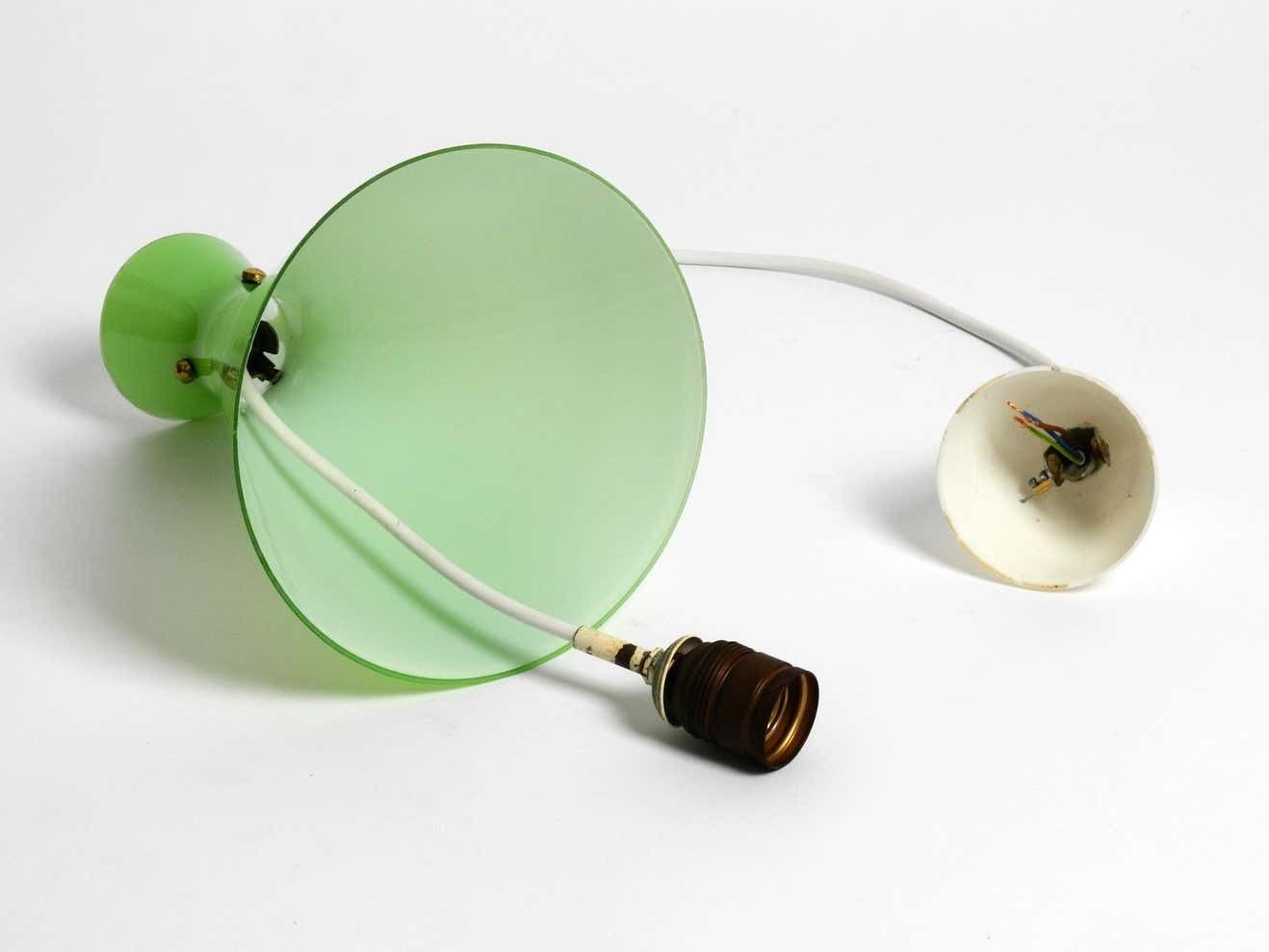 photo for sale Very Beautiful Midcentury Flashed Glass Diabolo Pendant Lamp In Green