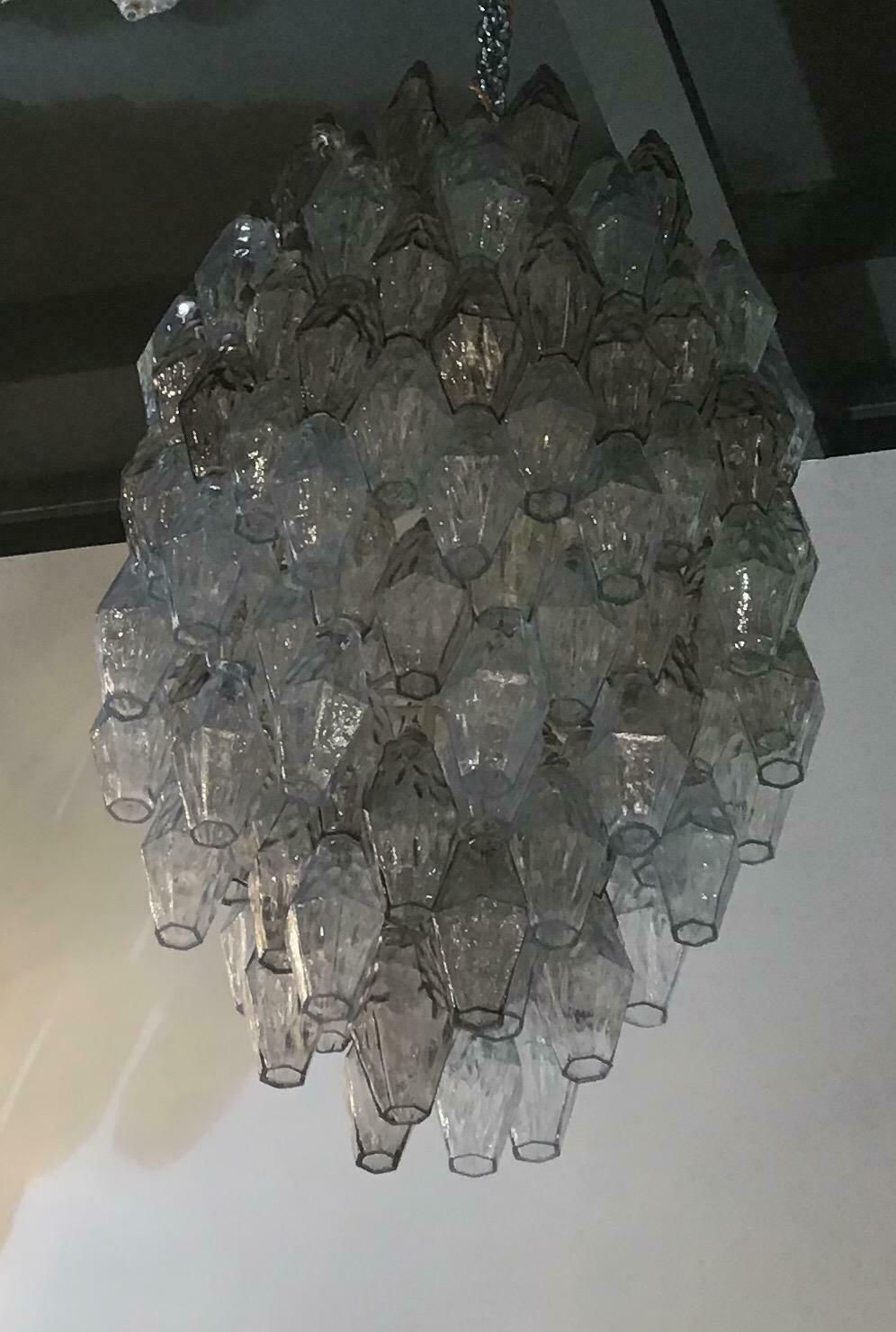 photo buy Venini Carlo Scarpa Chandelier Poliedri Murano Light Bluend Brass, 1950