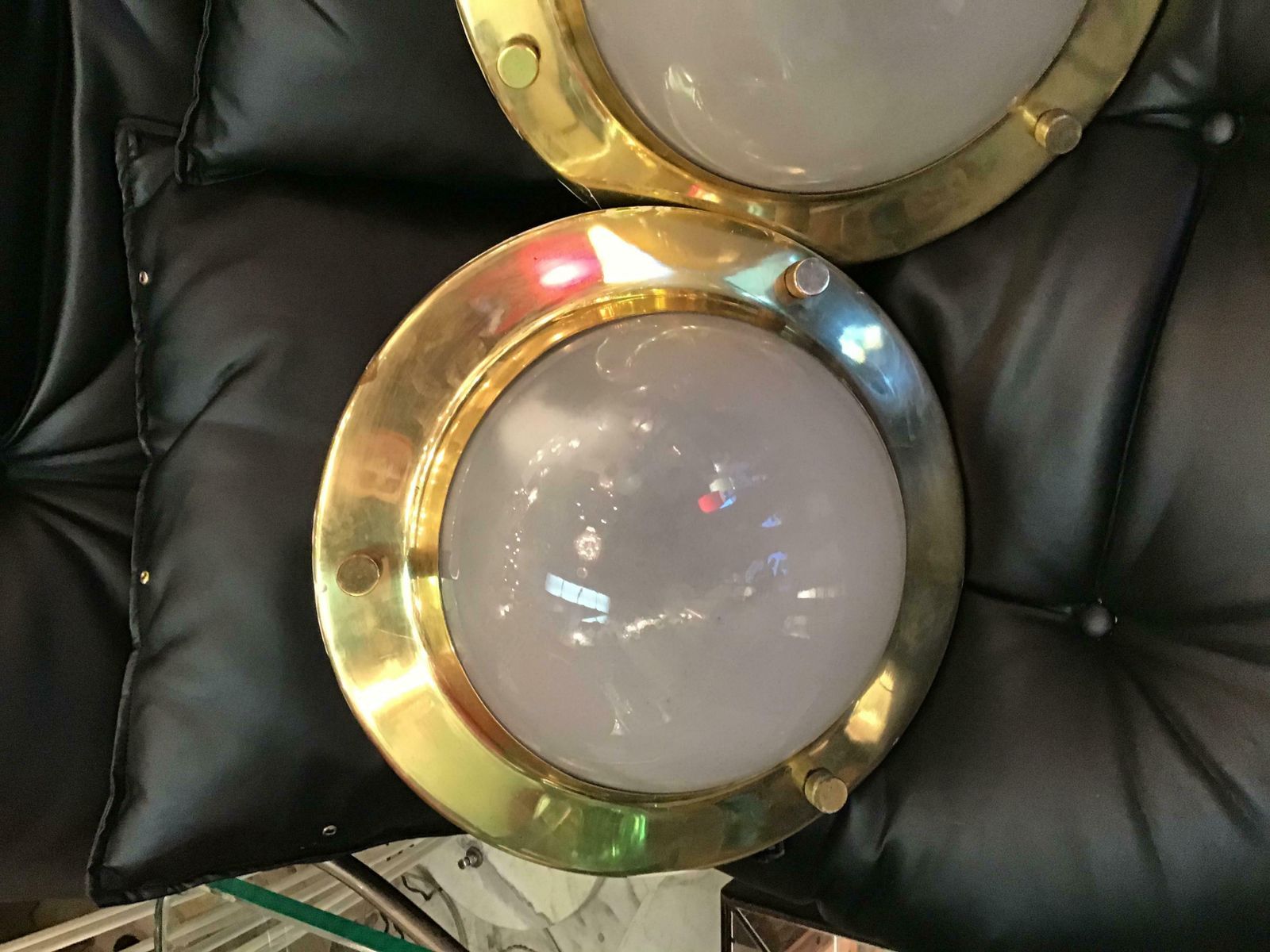 Luigi Caccia Dominioni "Lps6" Tommi 1956 Brass Glass Ceiling Lights, Italy photo for sale