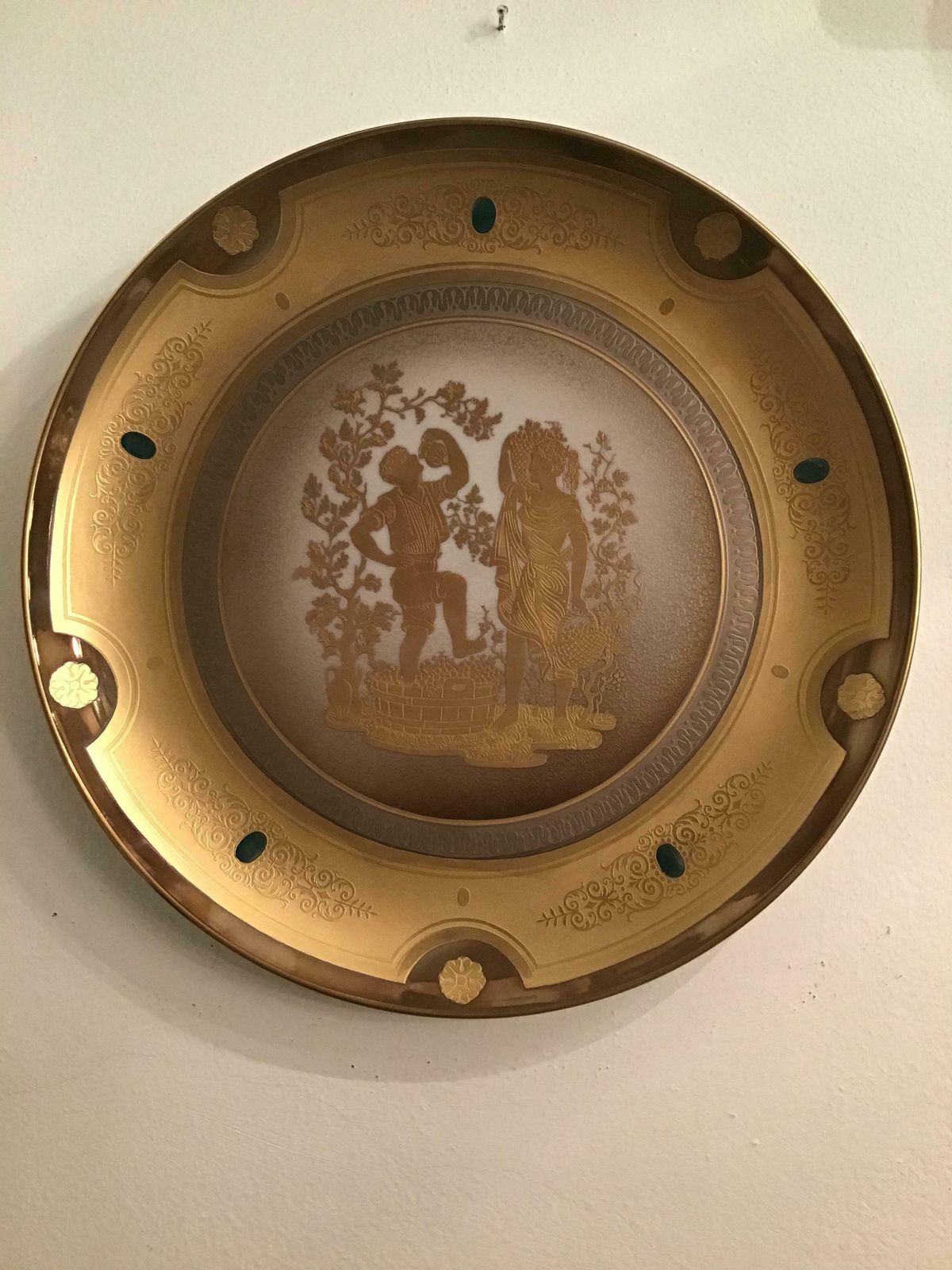 photo buy Morbelli Porcelain Wall Plate Gold “ Autunno”, 1960, Italy