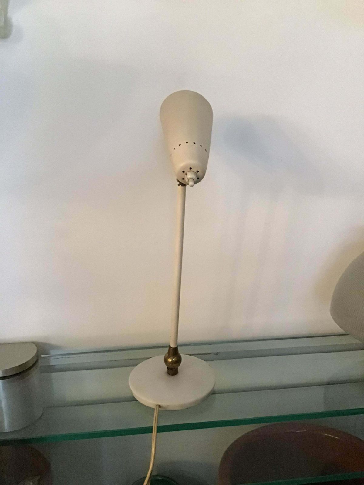 Stilnovo Style Table Lamp Marble Brass Metal 1950 Italy photo vintage