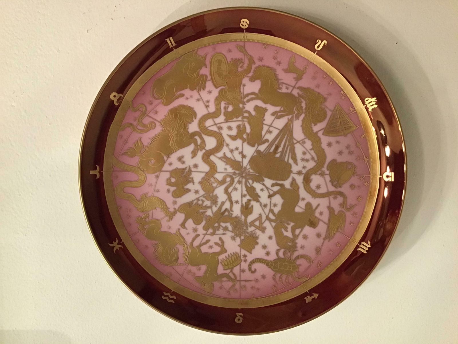 Morbelli Porcelain Wall Plate “Planisfero Celeste“ Worked With Pure Gold 1960 It photo 2621.0