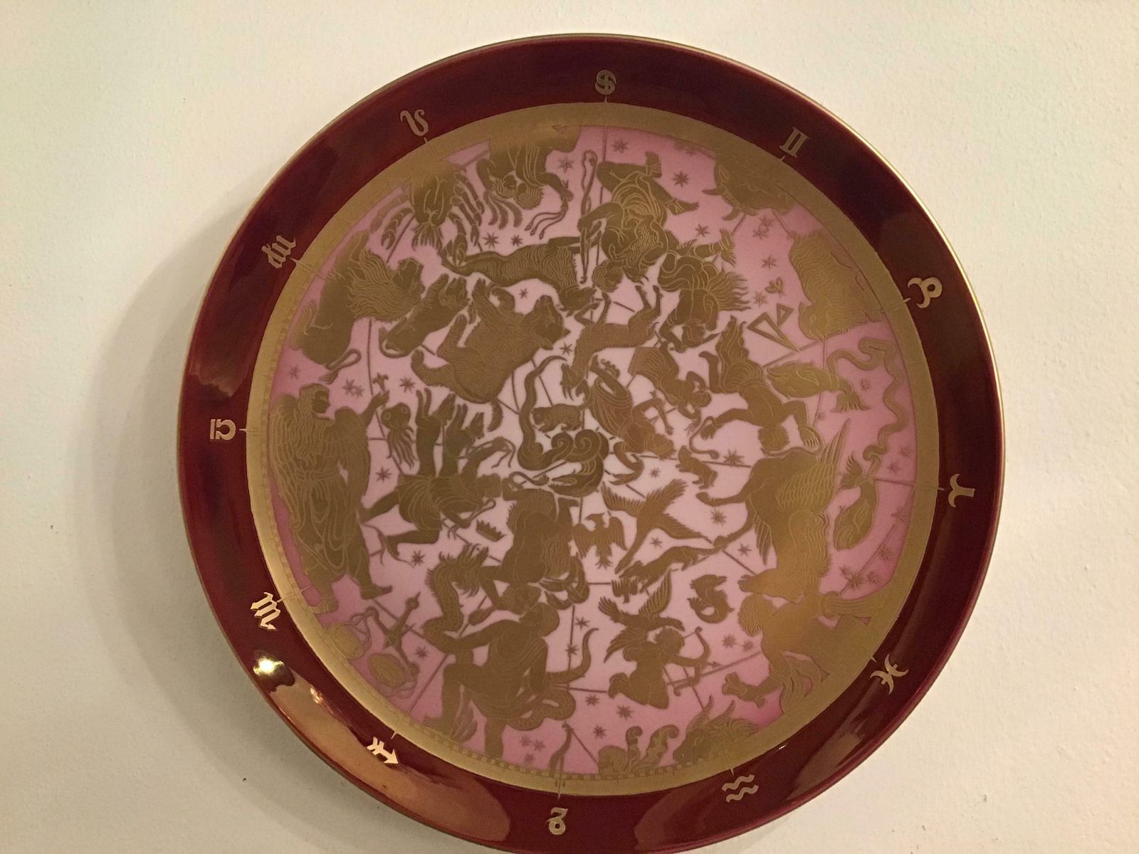Morbelli Porcelain Wall Plate “Planisfero Celeste” Worked With Pure Gold 1960 It photo buy