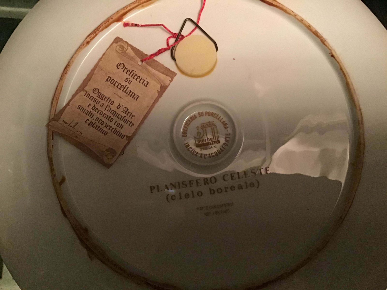 photo vintage Morbelli Porcelain Wall Plate “Planisfero Celeste” Worked With Pure Gold 1960 It
