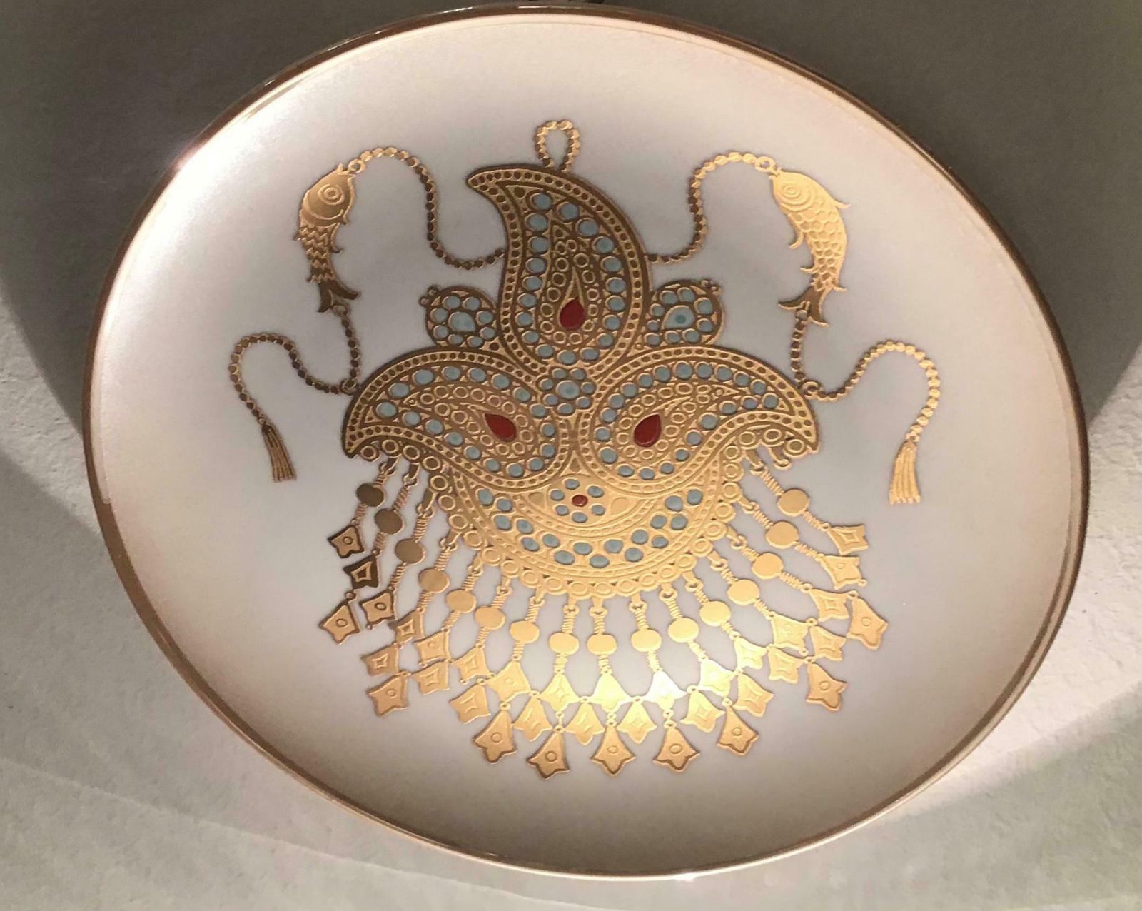 Morbelli Porcelain Wall Plates Worked With Pure Gold, 1960, Italy photo furniture