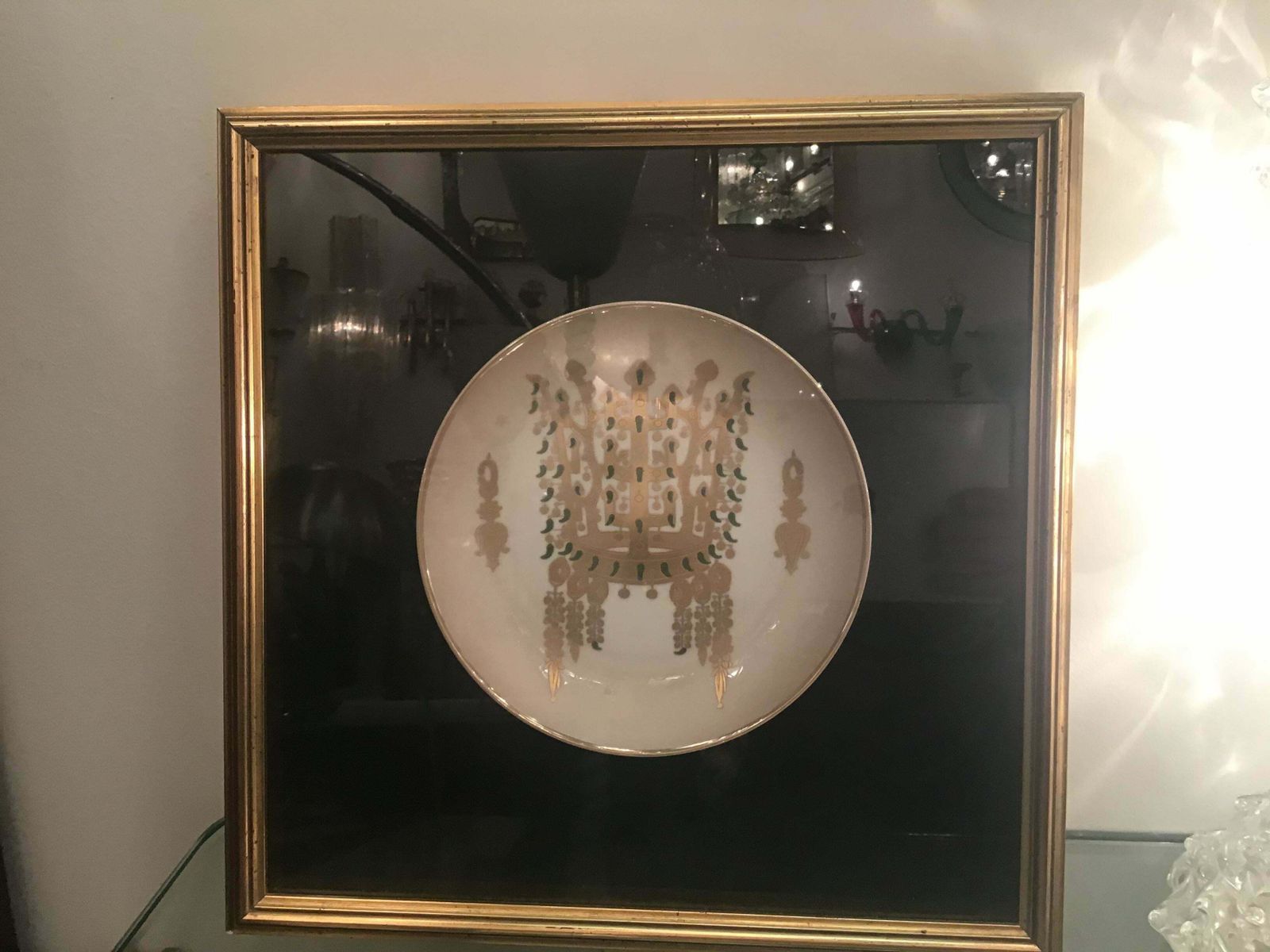 photo vintage Morbelli Porcelain Wall Plates Worked With Pure Gold 1960 Italy