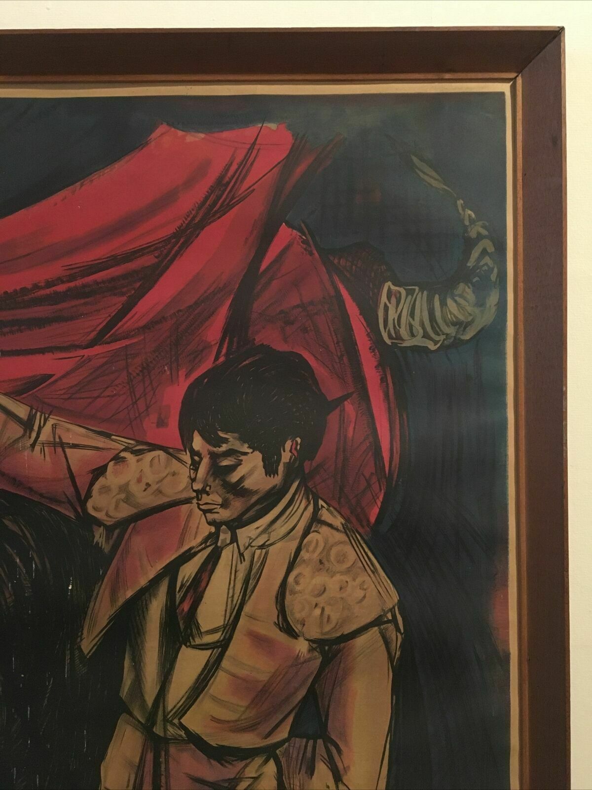 photo for sale Janine Canarelli Bullfighting Poster Framed Lithograph Print Vintage 60s French