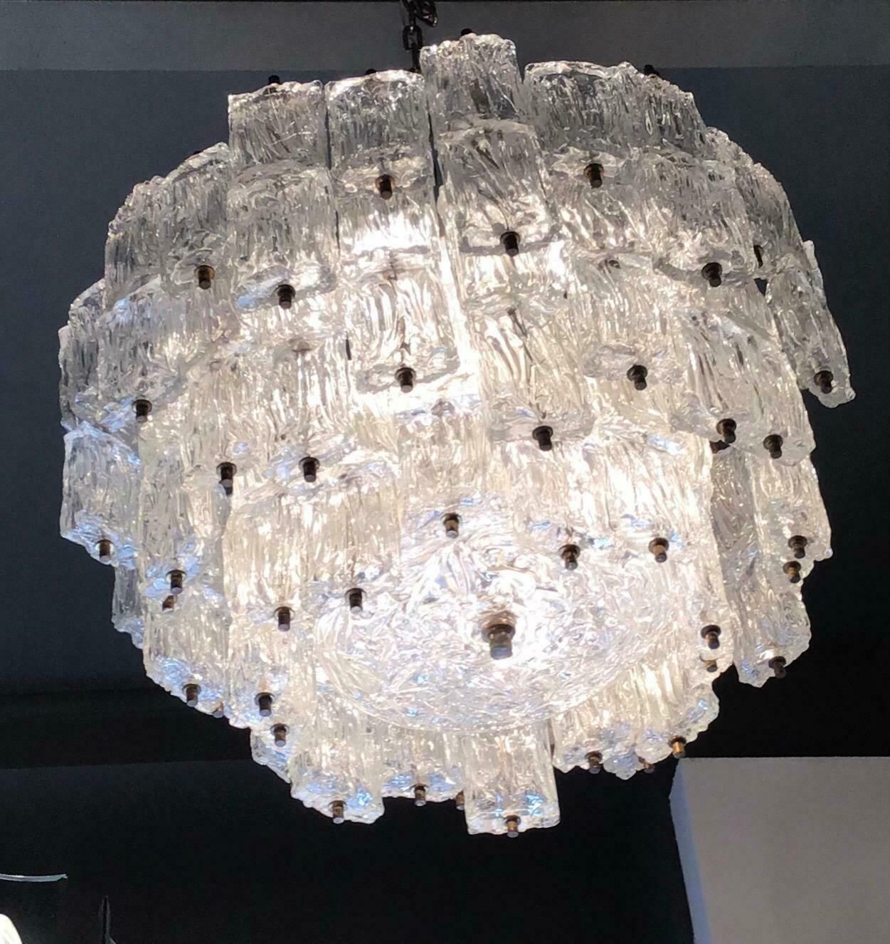Lighting Venini Toni Zuccheri Chandelier Murano Glass Brass 1950 Italy photo