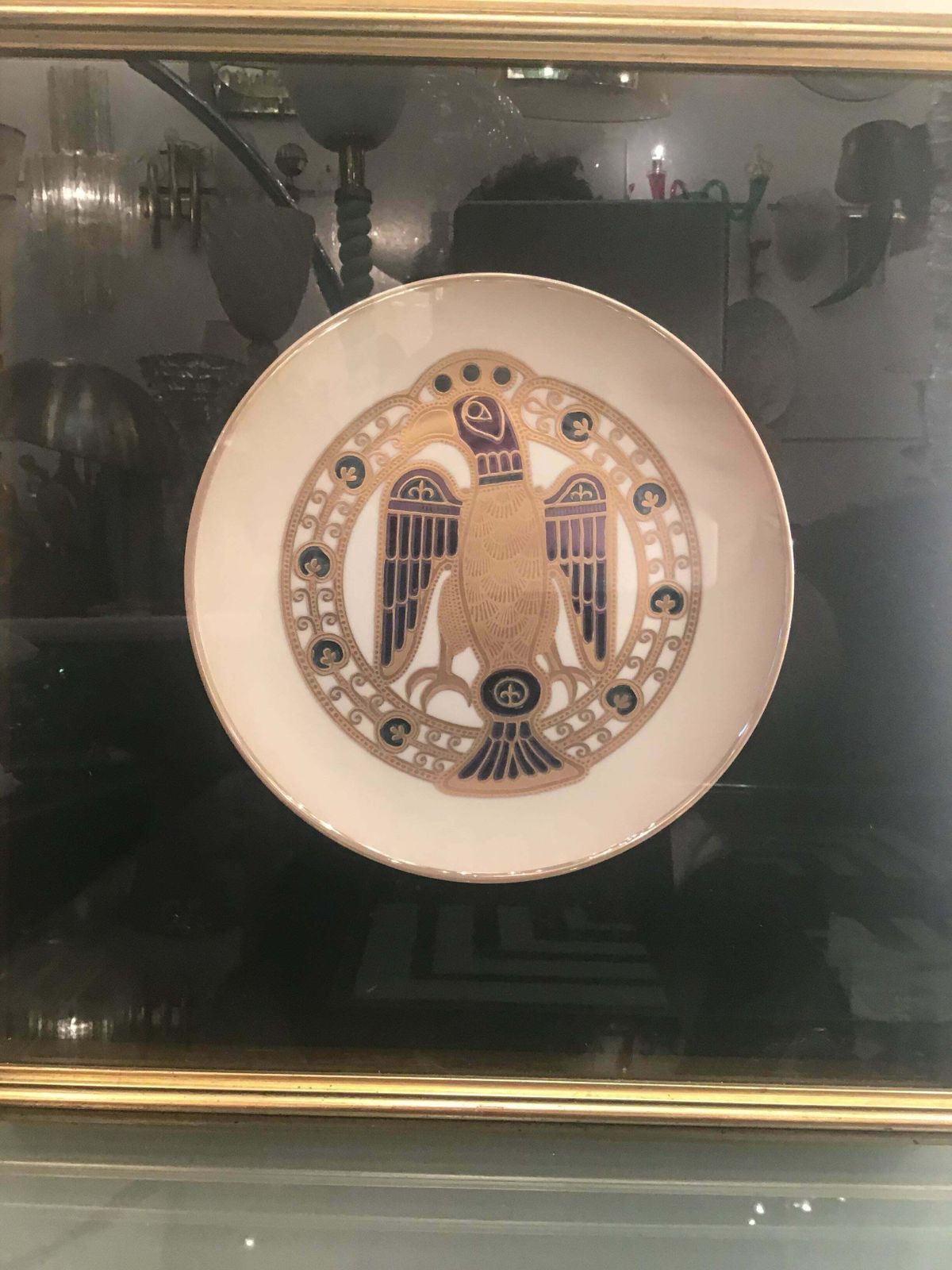 Morbelli Porcelain Wall Plate Worked With Pure Gold 1960 Italy photo furniture