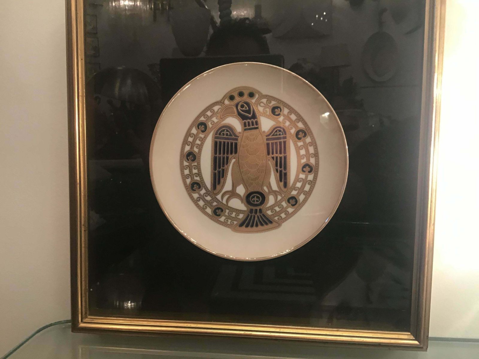 Morbelli Porcelain Wall Plate Worked With Pure Gold 1960 Italy photo vintage