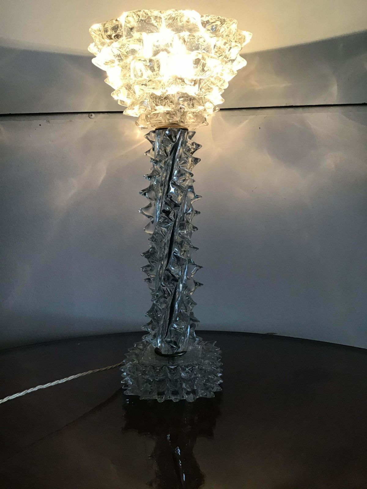 Barovier E Toso Table Lamp Murano Glass Brass “Rostrato”, 1940, Italy photo Lighting