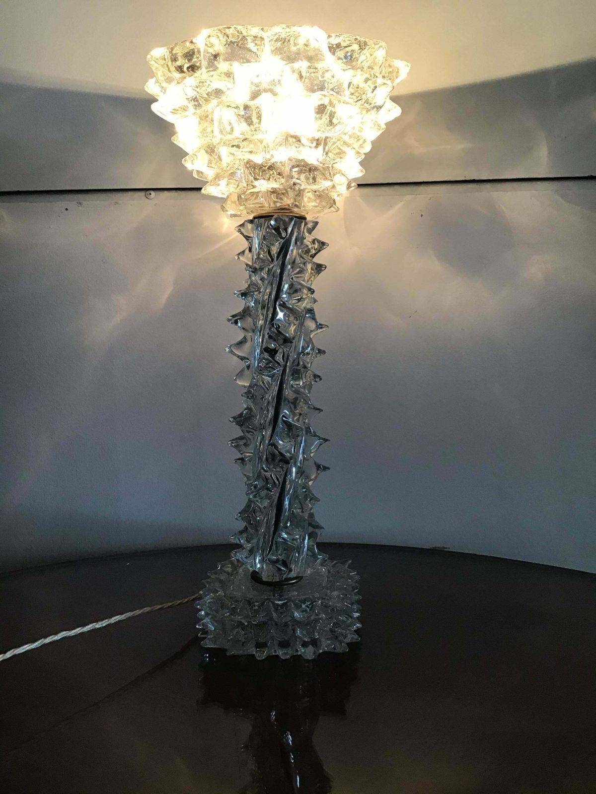 Barovier E Toso Table Lamp Murano Glass Brass “Rostrato”, 1940, Italy photo 2530.0