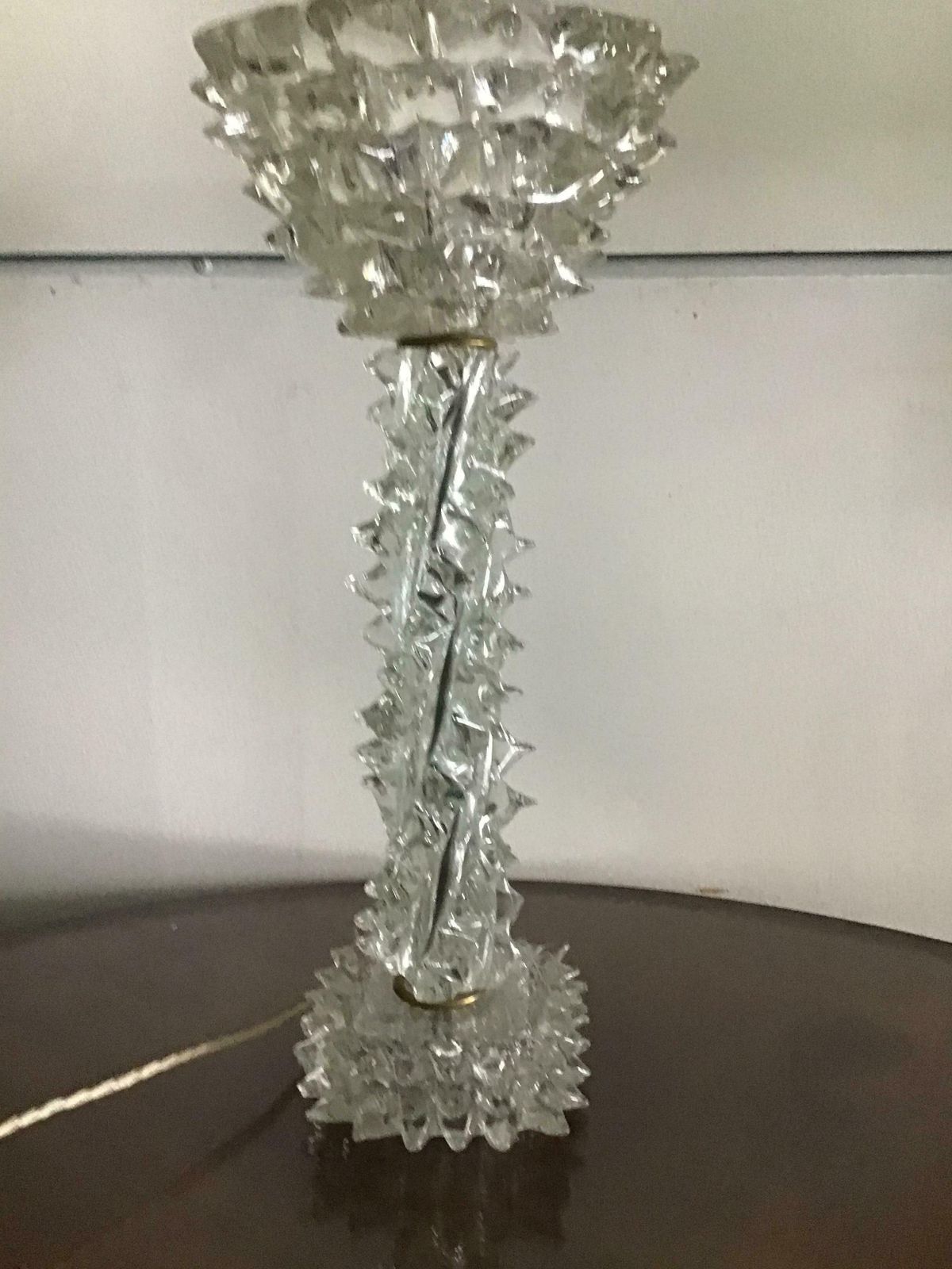 Barovier E Toso Table Lamp Murano Glass Brass “Rostrato”, 1940, Italy photo vintage