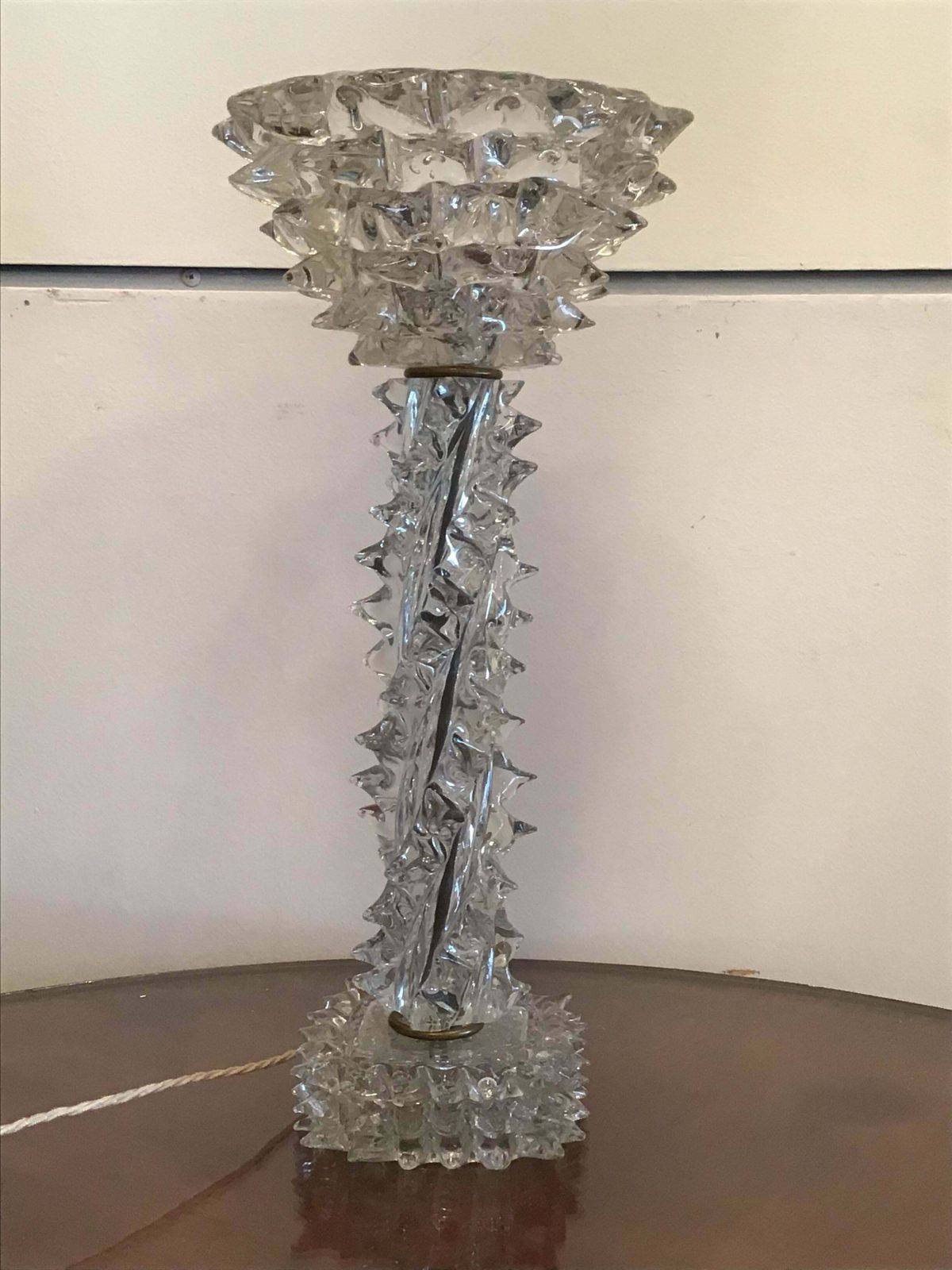 2530.0 Barovier E Toso Table Lamp Murano Glass Brass “Rostrato”, 1940, Italy photo