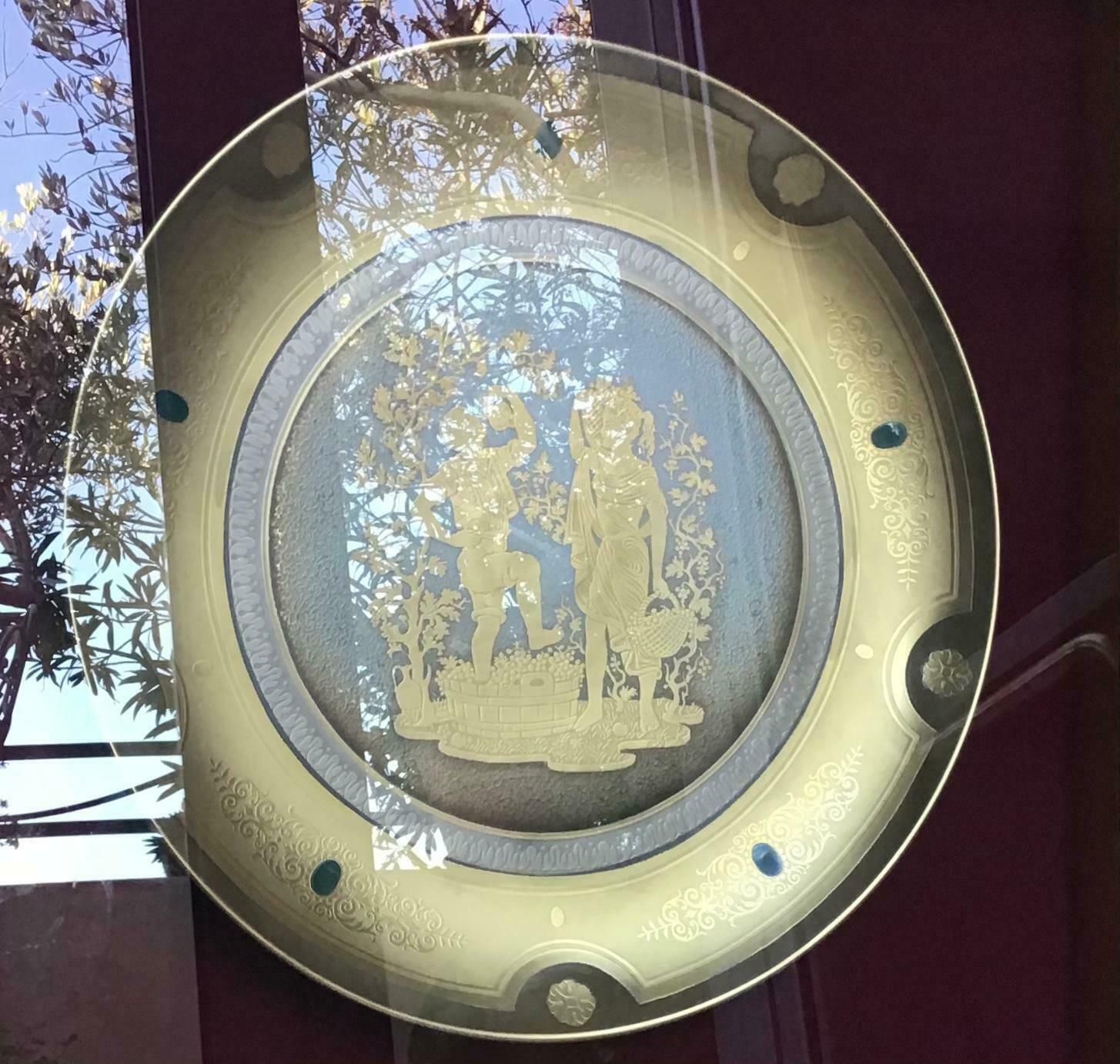 Morbelli Porcelain Wall Plate “The Harvest” Worked With Pure Gold, 1960, Italy photo vinterior