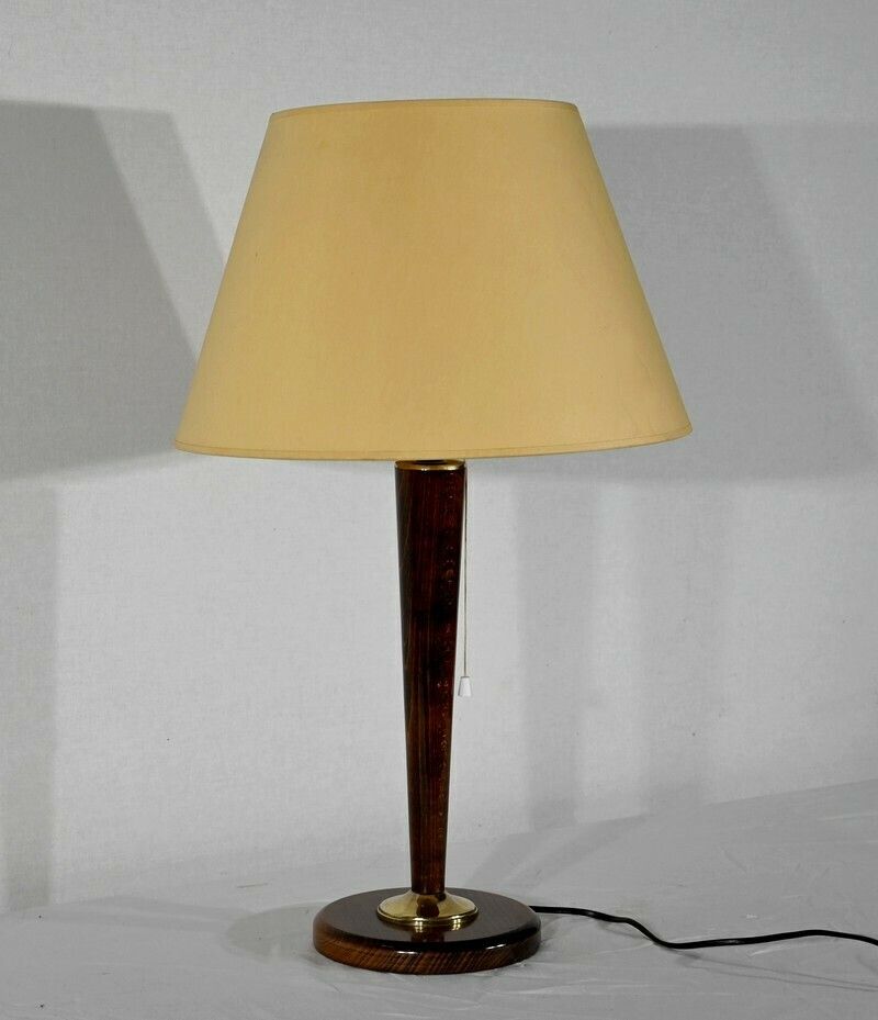 Mahogany And Brass Lamp, After Mazda – 1950