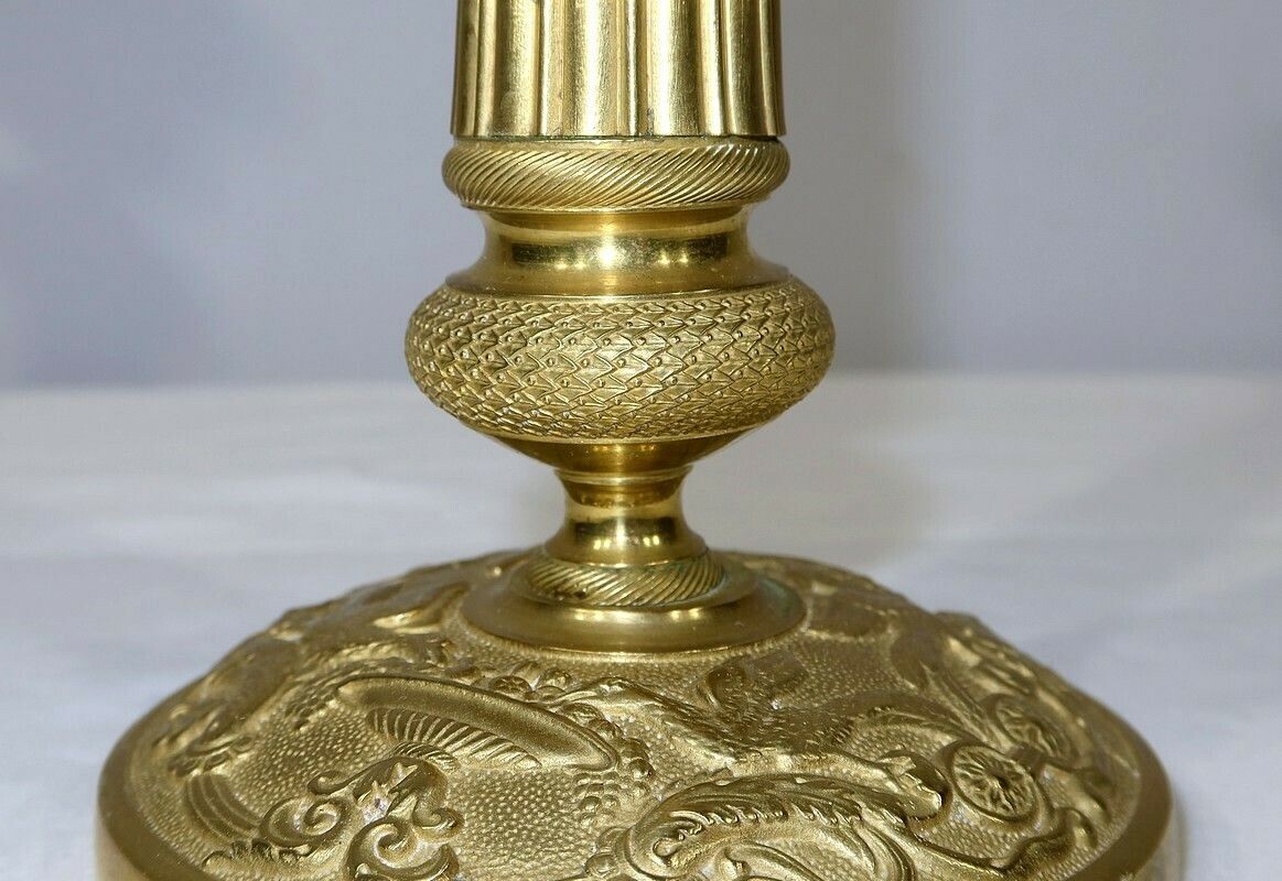 photo furniture Pair Of Brass Candlesticks, Empire Style, Early 20th Century