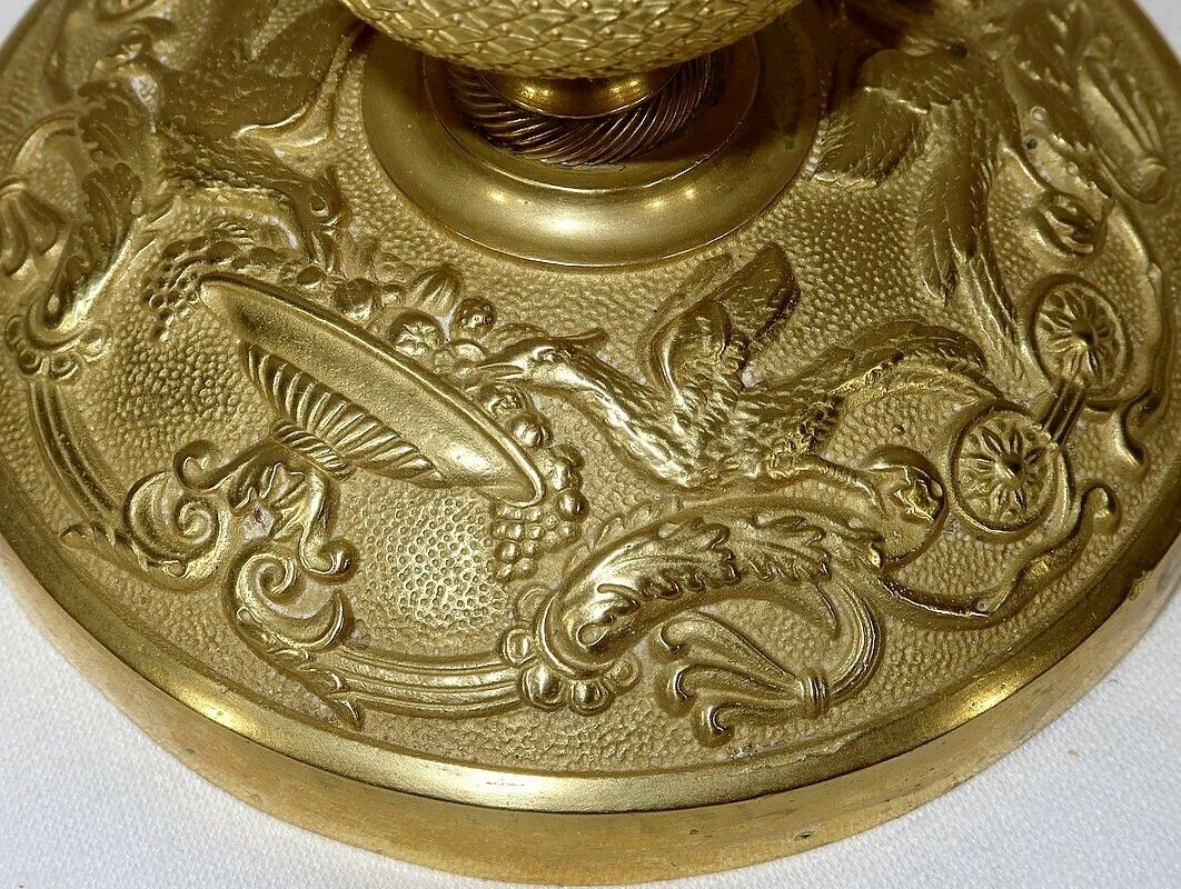 photo for sale Pair Of Brass Candlesticks, Empire Style, Early 20th Century