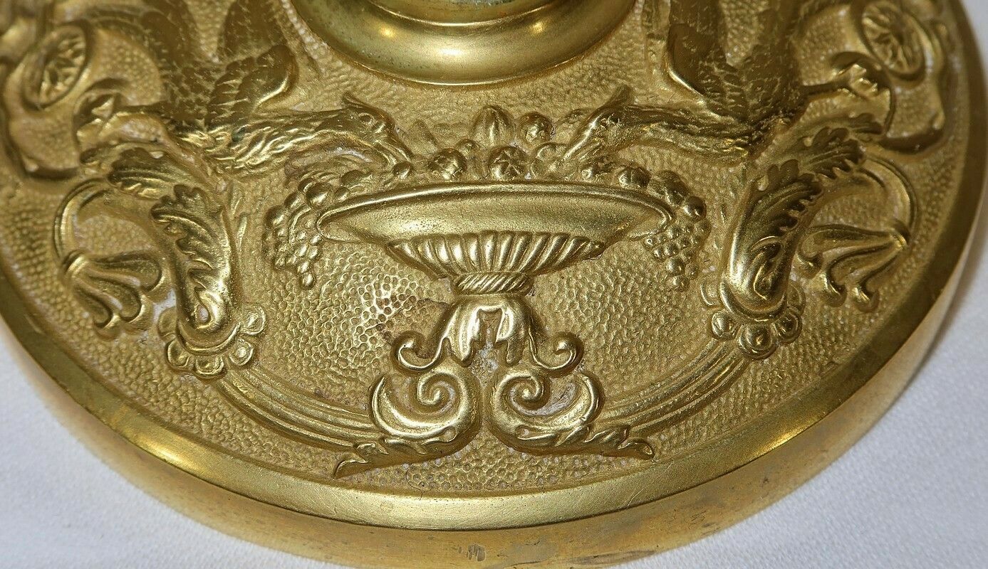 Home Decor Pair Of Brass Candlesticks, Empire Style, Early 20th Century photo