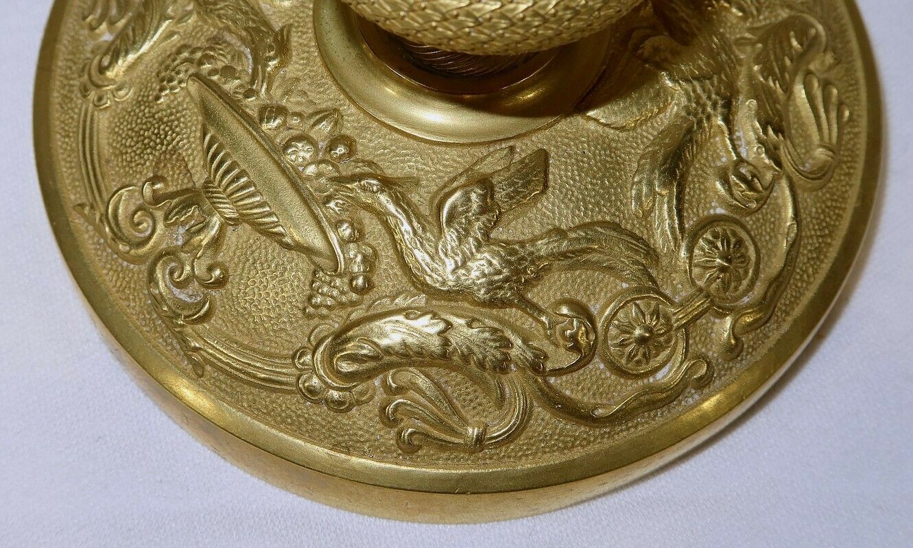 515.0 Pair Of Brass Candlesticks, Empire Style, Early 20th Century photo