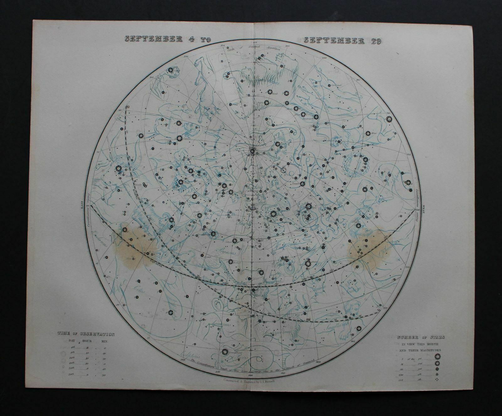 Set Of Four 1855 Maps Of The Heavens By Dower. photo vinterior