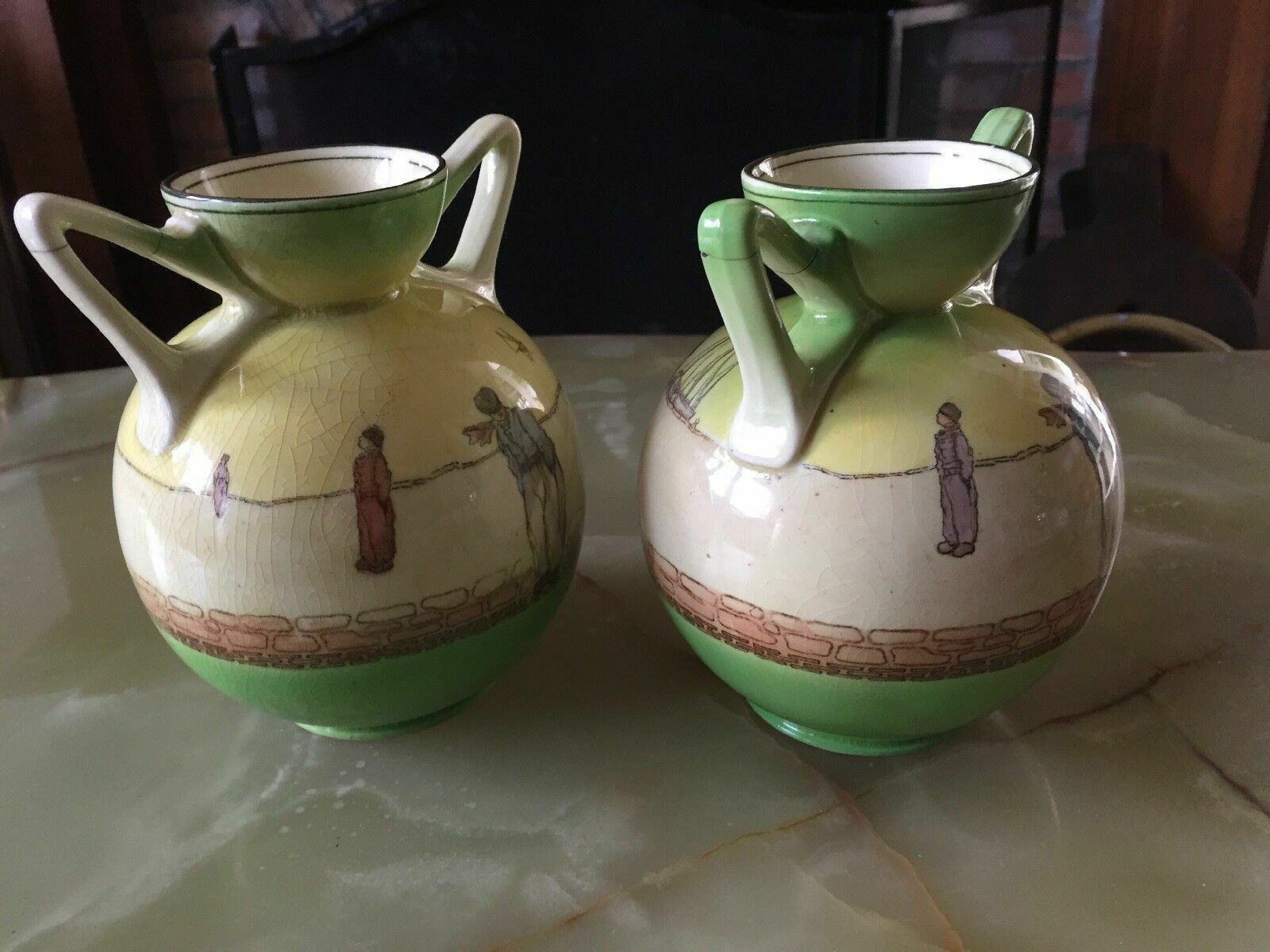 A Pair Of Antique Royal Doulton Harlem Vases. Tall C.1910 photo 65.0
