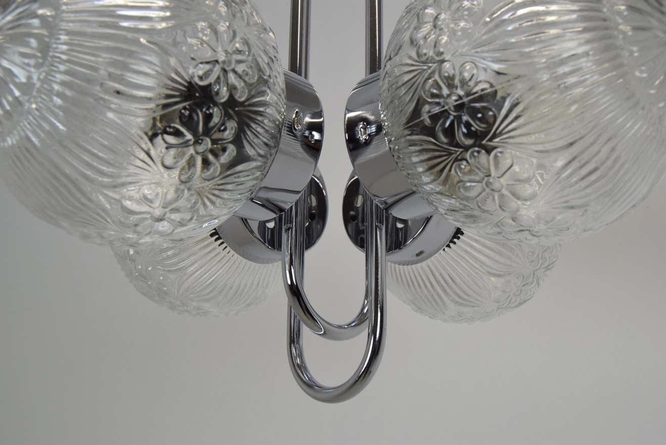 Pair Of Mid Century Chrome Chandeliers By Instala Decin,1970's photo vintage
