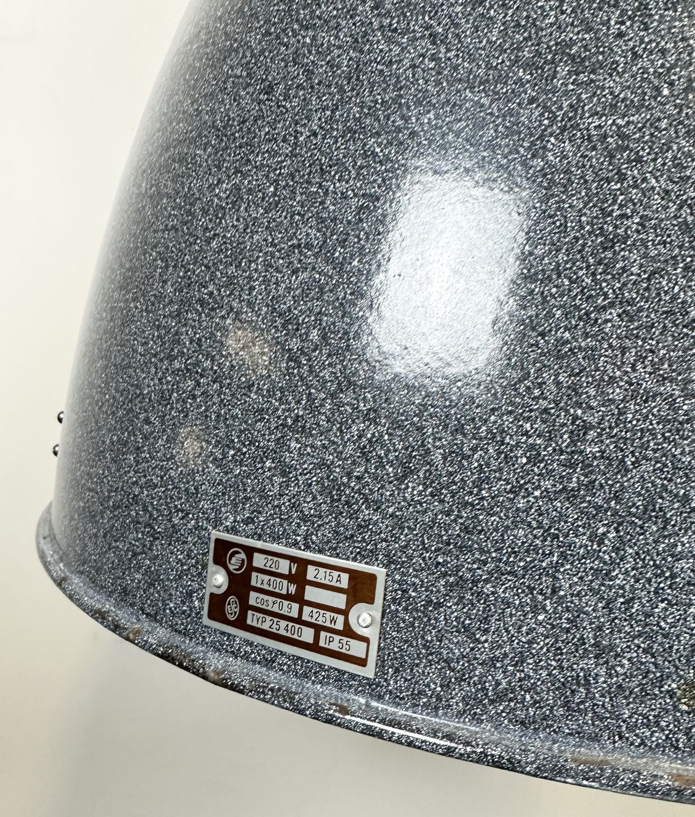 photo vinterior Large Grey Enamel Industrial Factory Lamp From Elektrosvit, 1960s