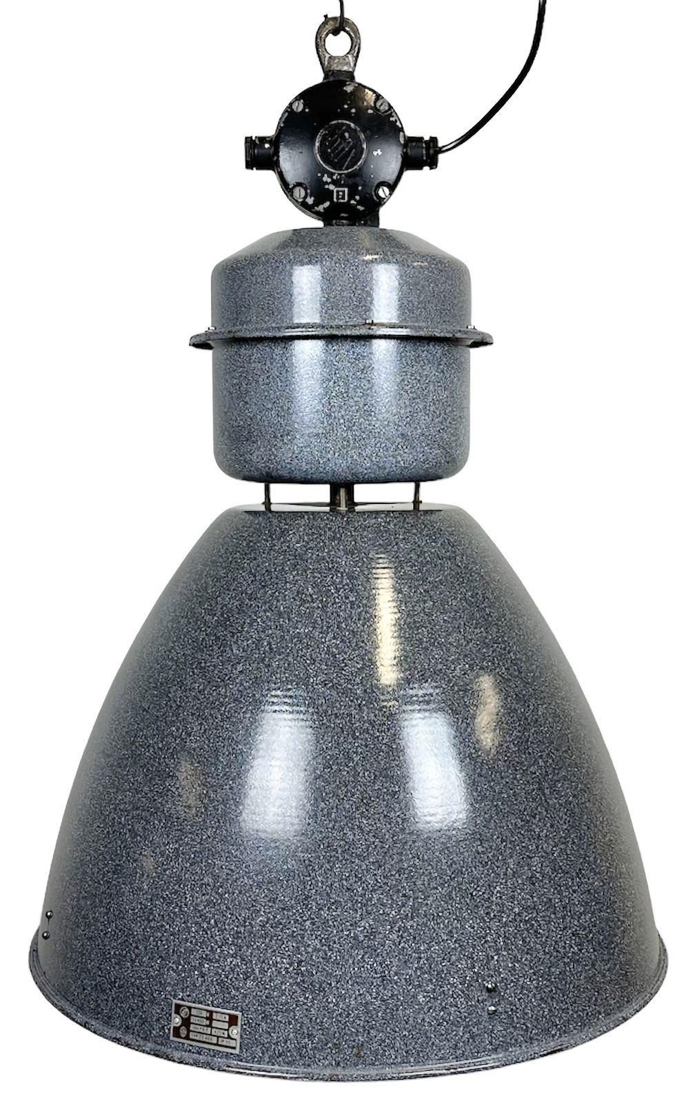 Large Grey Enamel Industrial Factory Lamp From Elektrosvit, 1960s