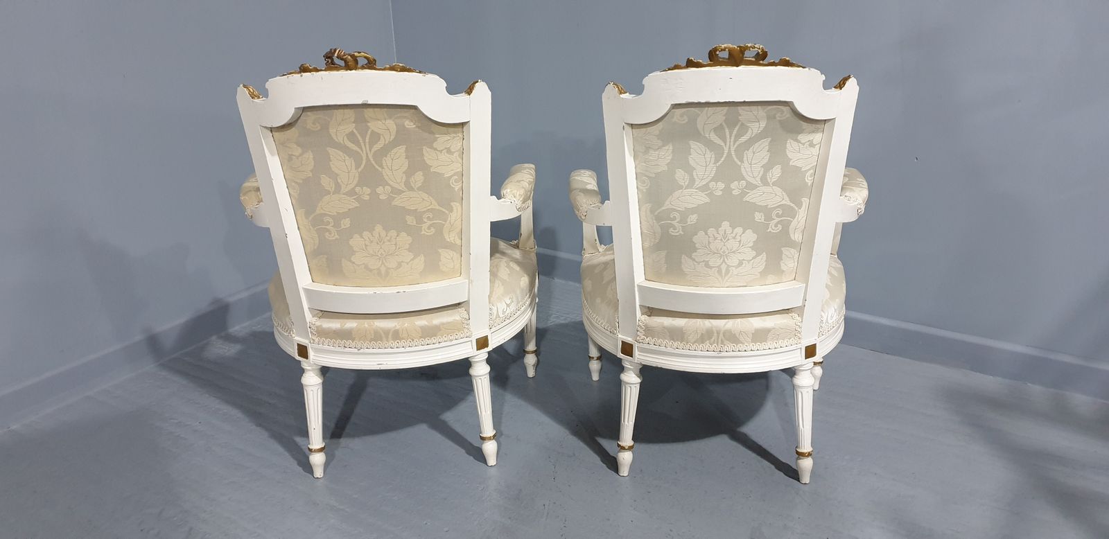 Pair French Painted French Armchairs photo for sale