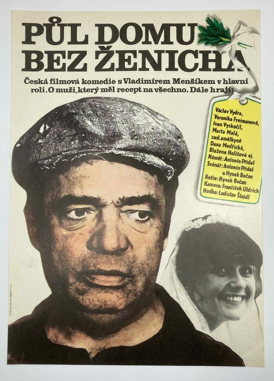 Original Film Poster, Half A House Without A Groom, Dobroslav Foll, 1980, Genuine Czech Vintage Print