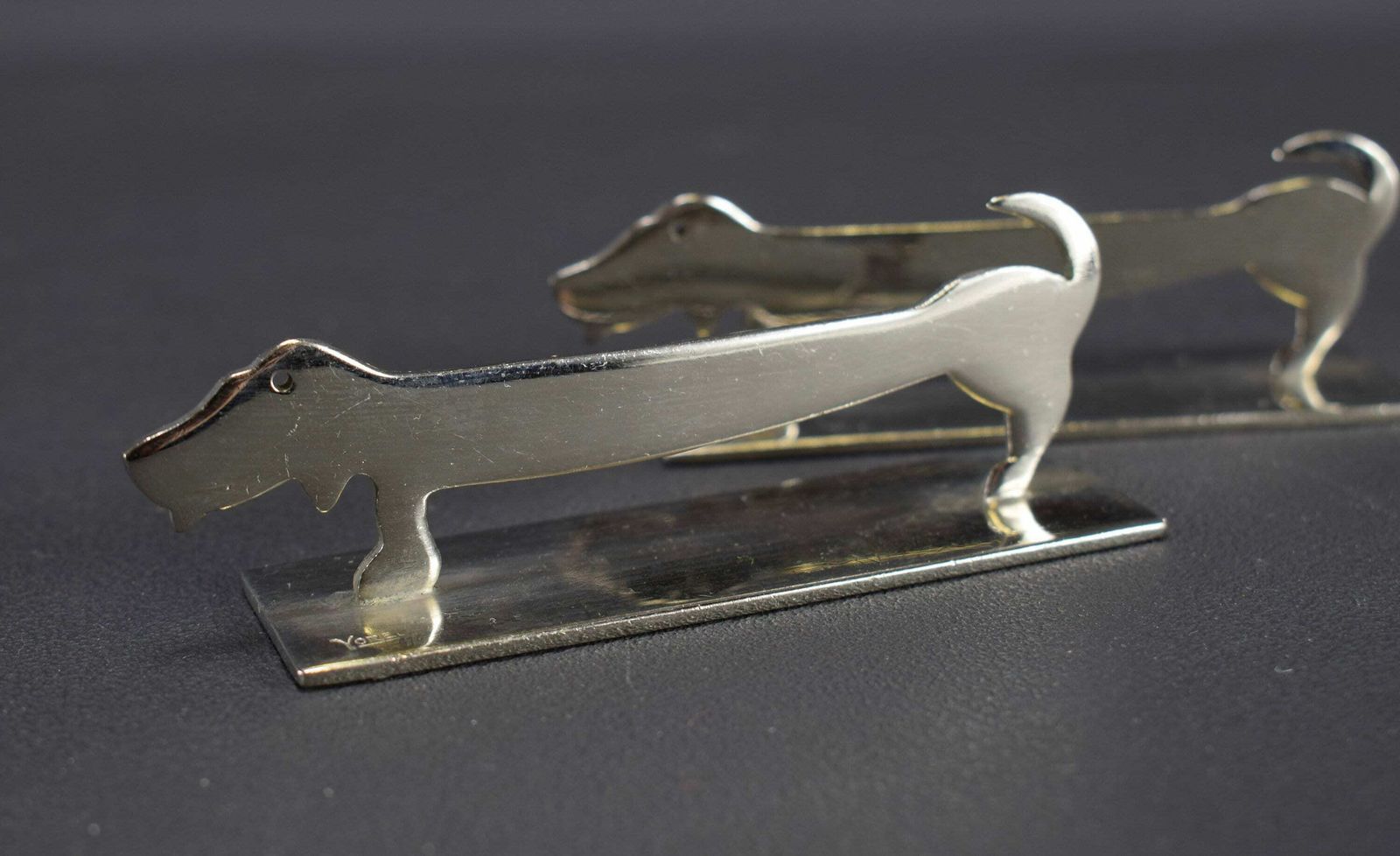 Vintage Set Of 12 Art Deco Knife Rests Holders By Yorel Bird Dog photo for sale
