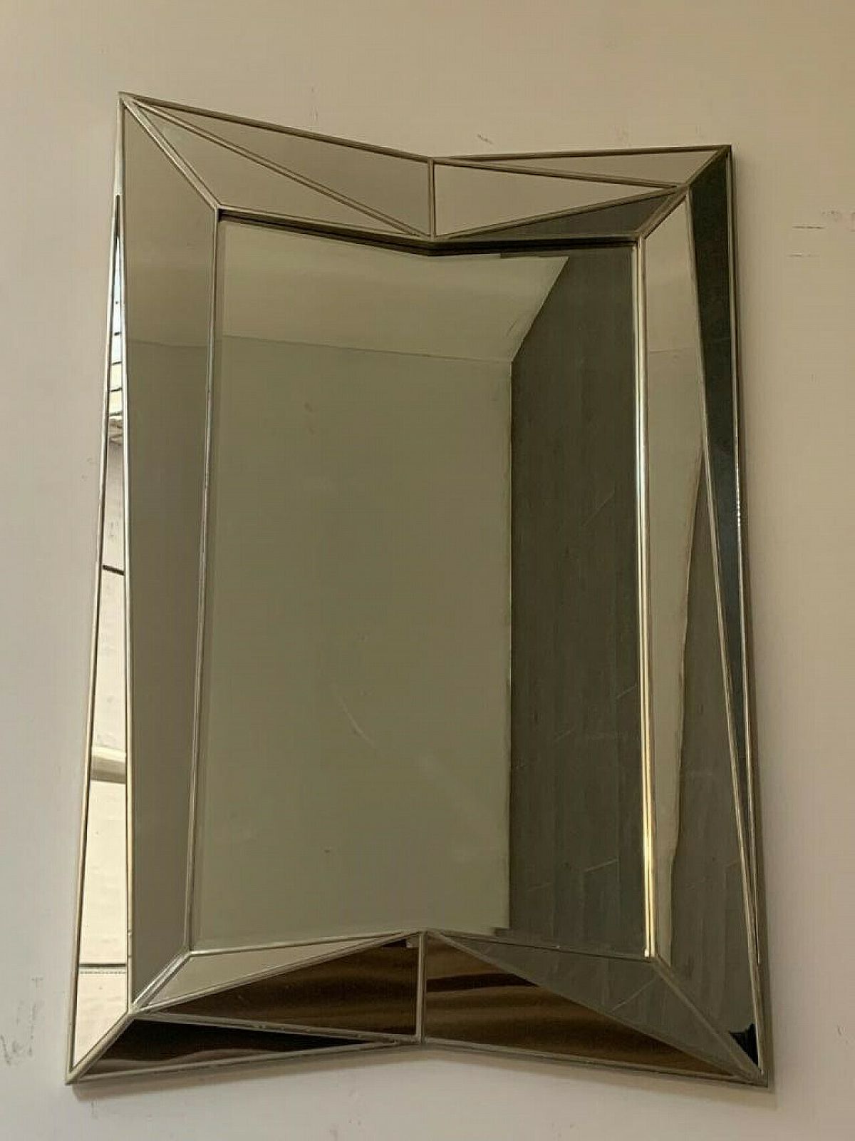 Silver Plated Wooden Mirror In Cubist Style By Serge Roche, 1970s photo furniture