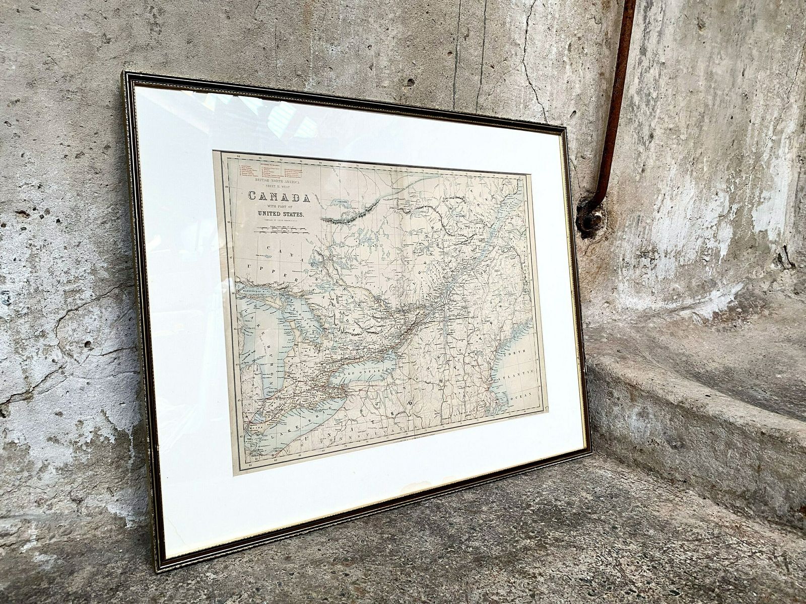 Antique Canada & United States Map   A. Fullarton C1865 photo Art