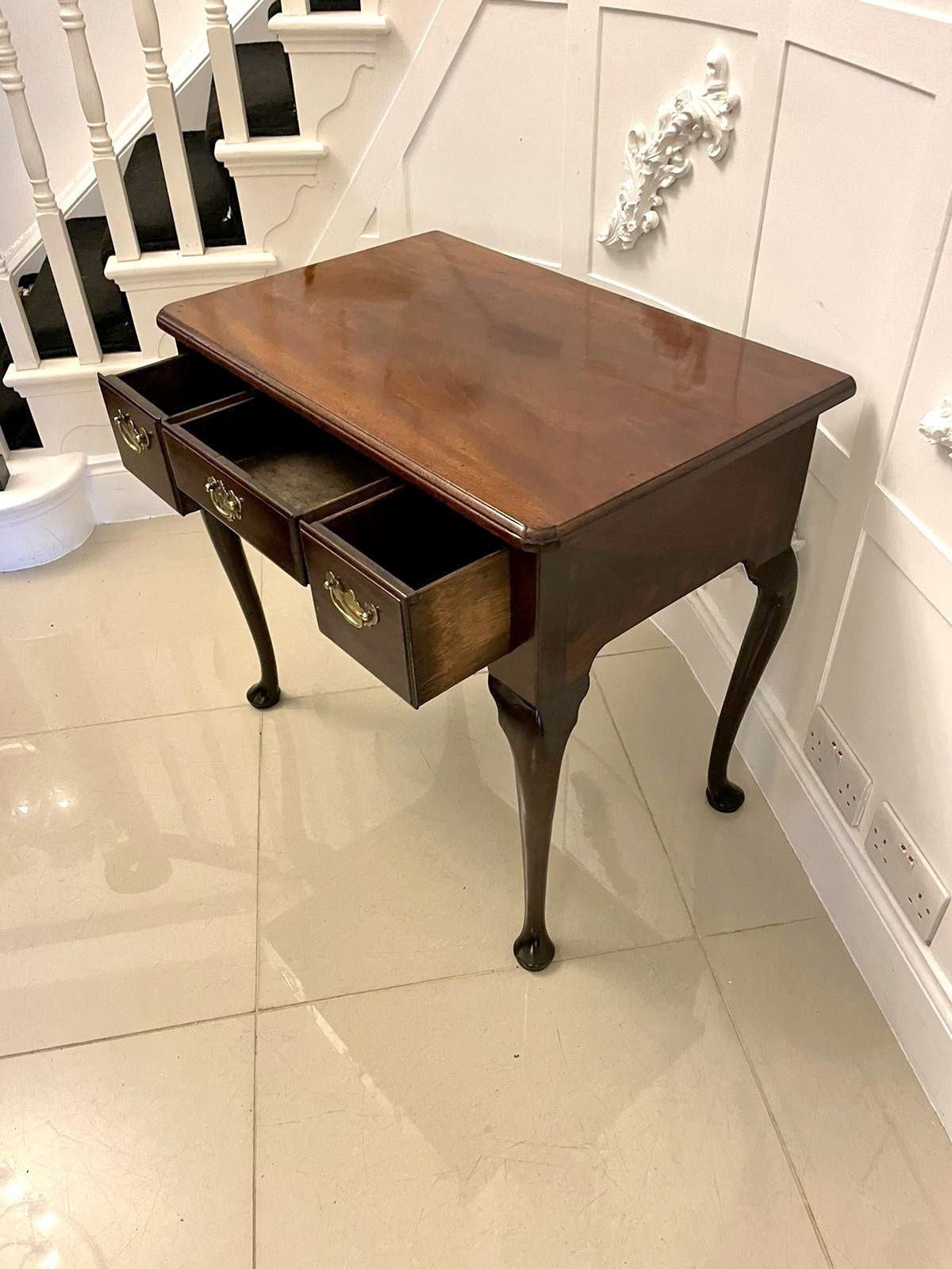 Antique George III Quality Figured Mahogany Lowboy photo furniture