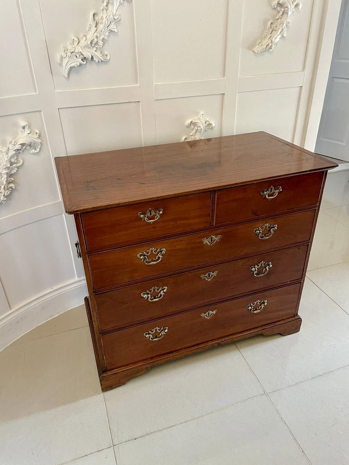 Rare Antique 18th Century George III Solid Satinwood Chest Of 5 Drawers