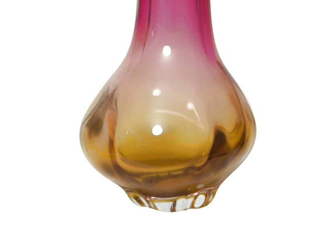 Chribska Bohemian Art Glass Vase Pink And Ochre 1960’s photo 65.0