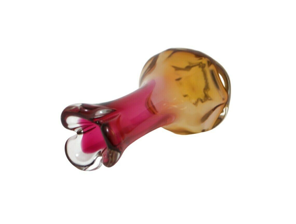 Chribska Bohemian Art Glass Vase Pink And Ochre 1960’s photo buy