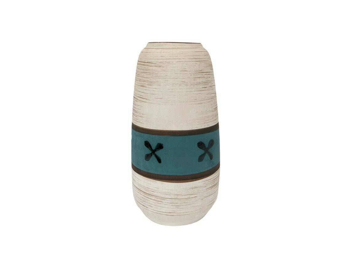 West German African Style Vase With Blue Stripe And Crosses Design, 1960’s photo furniture