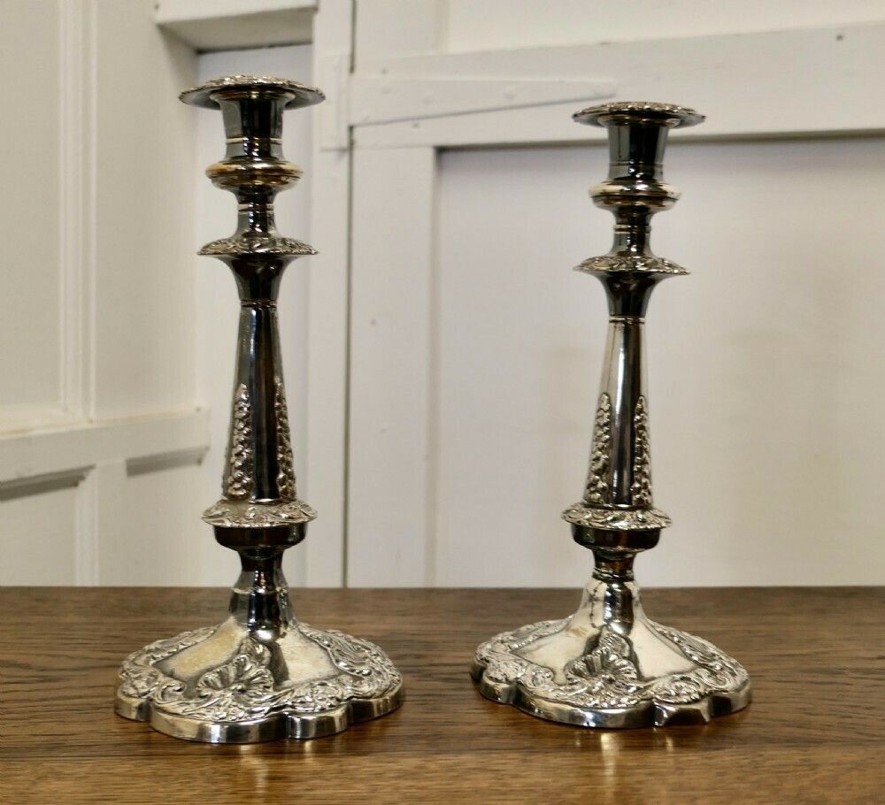 A Pair Of 19th Century Silver Plated Candle Sticks