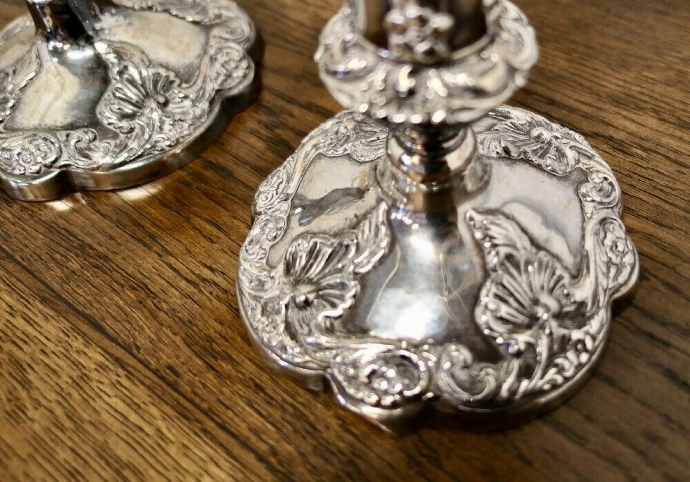 A Pair Of 19th Century Silver Plated Candle Sticks photo Home Decor