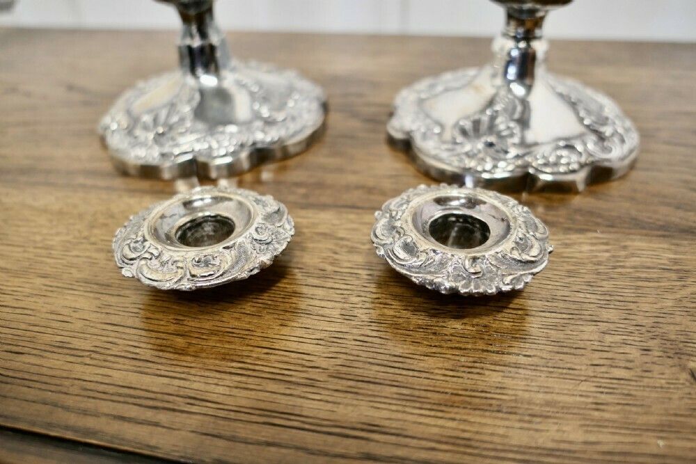 A Pair Of 19th Century Silver Plated Candle Sticks photo buy