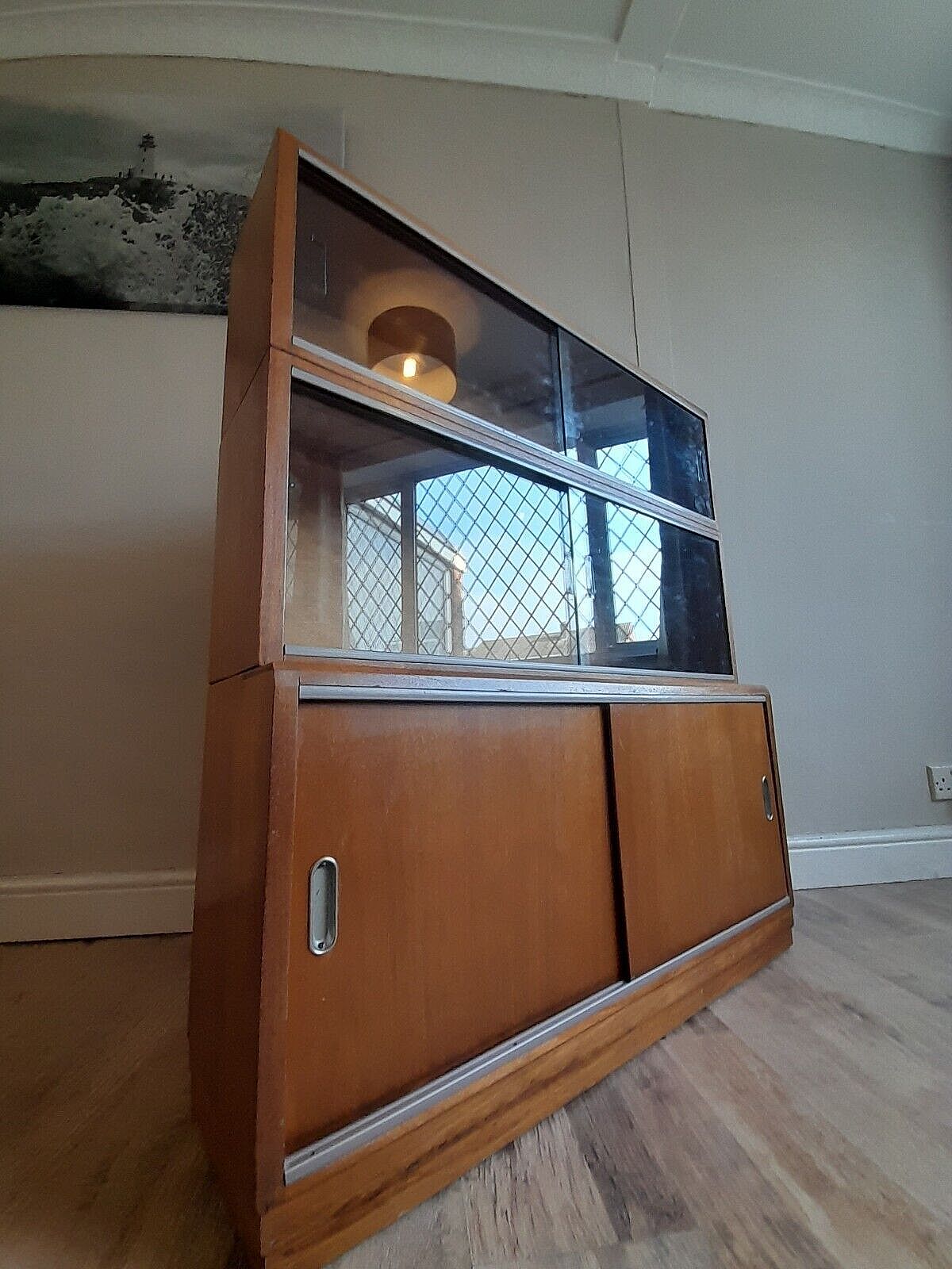 Fabulous 1960's Simplex Mid Century Library Bookcase Drinks  Display Cabinet