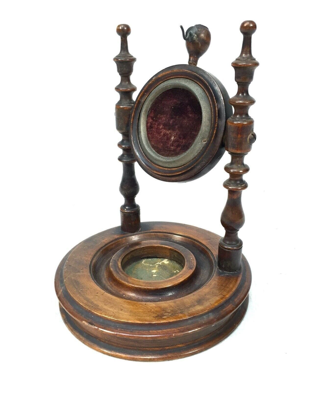 Victorian Wooden Mahogany Pocket Fob Watch Stand C.1850 Antique  Carved