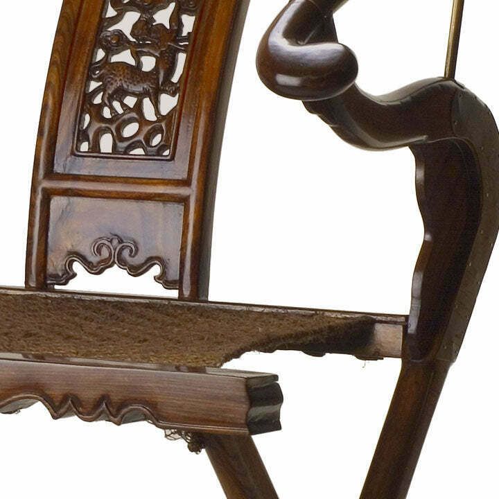 Folding Horseshoe Armchair, Warm Elm photo for sale