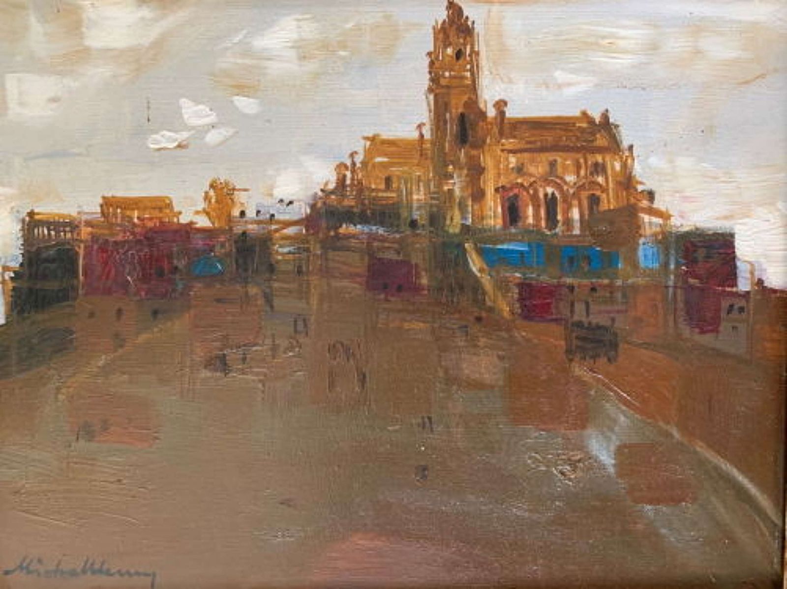 Michel Henry   Spanish Town Lozoya Castle   Oil On Board photo 785.0