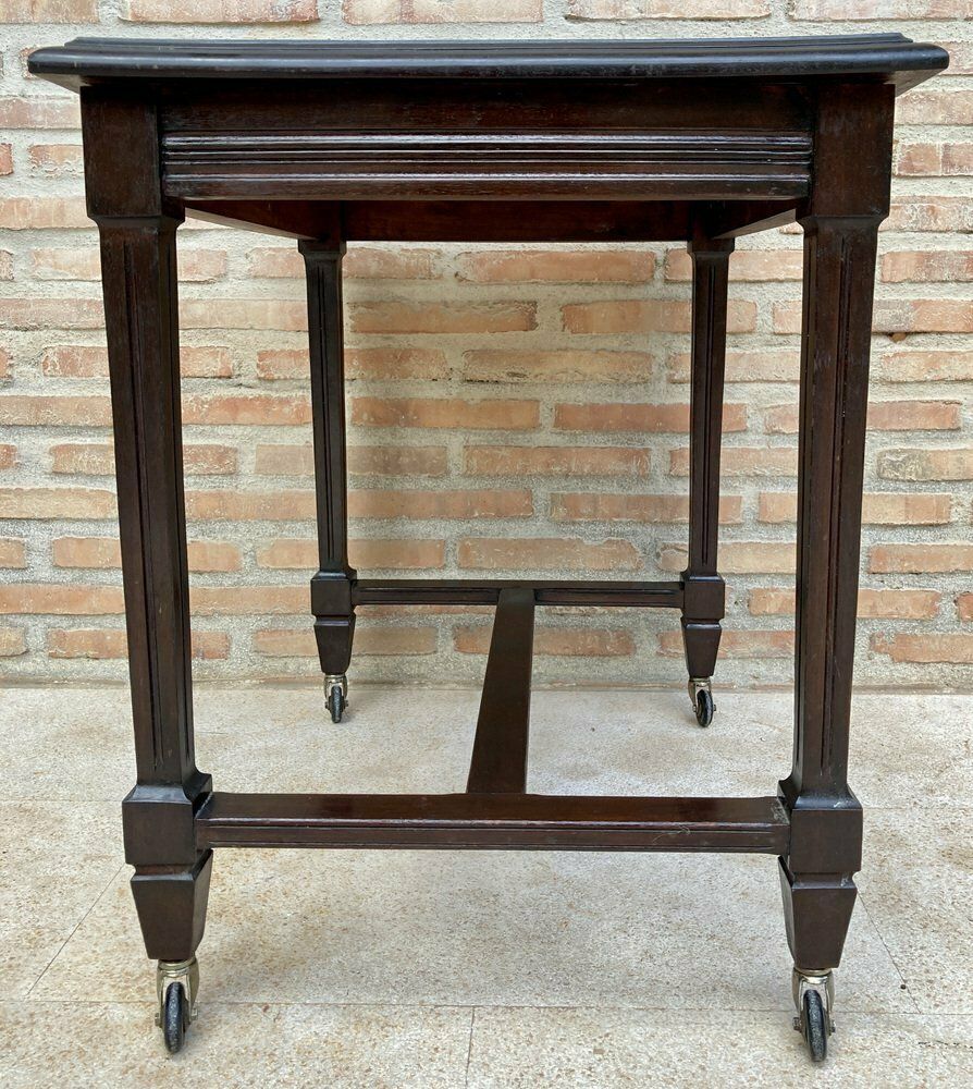 Mid Century Modern French Wooden Table With Wheels, 1960s photo for sale